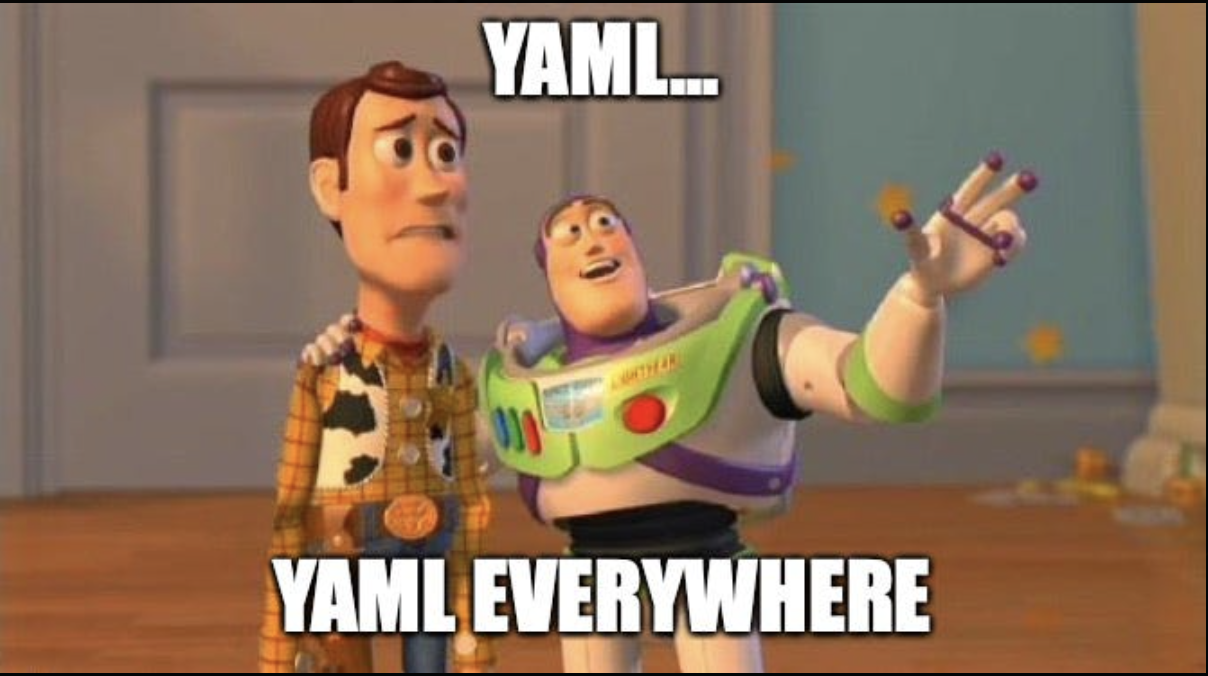 aBuzz Lightyear to Woody: "YAML... YAML EVERYWHERE"
