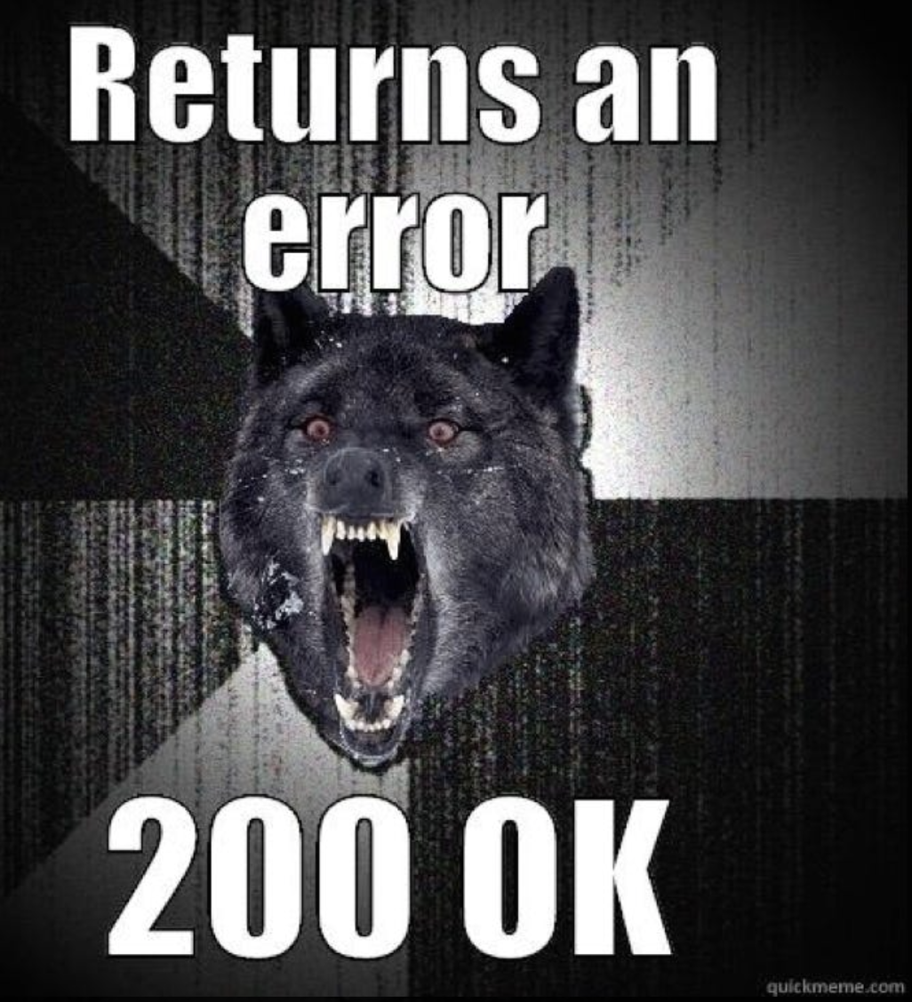 Returns an error, 200 OK